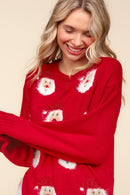 SANTA CLAUS SPARKLE BRUSHED SWEATER KNIT TOP