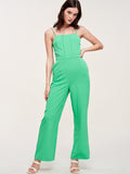 WOMEN'S SLEEVELESS POCKETS WIDE LEG JUMPSUIT