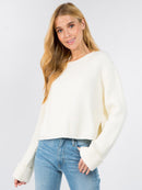 WOMEN'S LONG SLEEVE RIBBED KNIT SWEATER