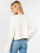 WOMEN'S LONG SLEEVE RIBBED KNIT SWEATER