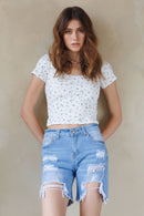 (PRE PACK) Destructed Bermuda Denim Shorts ESP3399