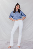 (OPEN PACK) High Rise Classic Bootcut Jeans WEP3559 White