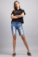 (PRE PACK) High Rise Destructed Bermuda Denim Shorts ESP3400