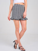 WOMEN'S ELASTIC WAIST FRONT POCKETS RUFFLE DETAILED MINI SKORT