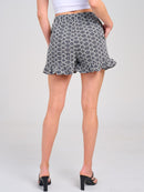 WOMEN'S ELASTIC WAIST FRONT POCKETS RUFFLE DETAILED MINI SKORT