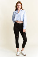 (PRE PACK) High Rise Distressed Chew Hem Ankle Skinny Jeans EP3382