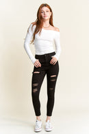 (PRE PACK) High Rise Heavily Destructed Ankle Skinny Jeans EP3410