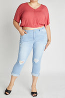 (PRE PACK) Plus size Distressed Crop Skinny Jeans EP3413XL