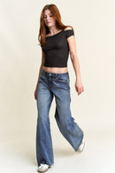(OPEN PACK) Baggy Wide Leg Jeans with Curved Side Seam WEP3585