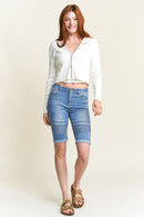 (PRE PACK) Mid Rise Moto Bermuda Denim Shorts with Roll-up Cuff ESP3040