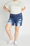 (OPEN PACK) Plus size Destructed Bermuda Denim Shorts WESP3399XL