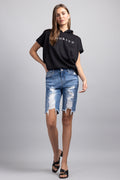 (PRE PACK) High Rise Destructed Bermuda Denim Shorts ESP3400