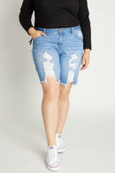 (PRE PACK) Plus size Destructed Bermuda Denim Shorts ESP3400XL