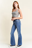 (OPEN PACK) High Rise Bootcut Jeans with Crinkle & Raw Hem WEP3586