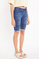 (PRE PACK) Mid Rise Moto Bermuda Denim Shorts with Roll-up Cuff ESP3040
