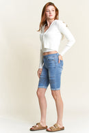 (PRE PACK) Mid Rise Moto Bermuda Denim Shorts with Roll-up Cuff ESP3040