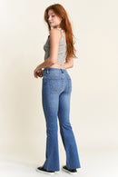(OPEN PACK) High Rise Bootcut Jeans with Crinkle & Raw Hem WEP3586
