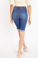 (PRE PACK) Mid Rise Moto Bermuda Denim Shorts with Roll-up Cuff ESP3040