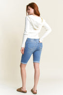 (PRE PACK) Mid Rise Moto Bermuda Denim Shorts with Roll-up Cuff ESP3040