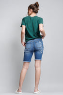 (PRE PACK) High Rise Destructed Bermuda Denim Shorts ESP3400