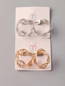 FASHION GOLD & SILVER HALF HOOPS EARRINGS