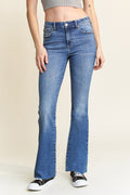 (OPEN PACK) High Rise Bootcut Jeans with Crinkle & Raw Hem WEP3586