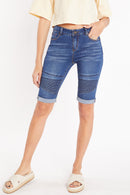 (PRE PACK) Mid Rise Moto Bermuda Denim Shorts with Roll-up Cuff ESP3040