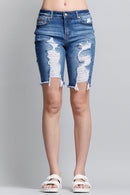 (PRE PACK) High Rise Destructed Bermuda Denim Shorts ESP3400