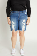 (PRE PACK) Plus size Destructed Bermuda Denim Shorts ESP3400XL