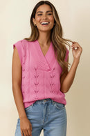 DOLMAN SHORT SLEEVE CABLE SWEATER TOP