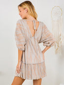 WOMEN'S SHORT SLEEVE V-NECK SHIMMER MINI DRESS