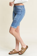 (PRE PACK) Mid Rise Moto Bermuda Denim Shorts with Roll-up Cuff ESP3040