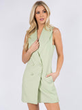 WOMEN'S SLEEVELESS BUTTON CLOSURE POCKETS MINI DRESS