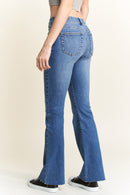 (OPEN PACK) High Rise Bootcut Jeans with Crinkle & Raw Hem WEP3586