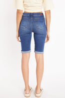 (PRE PACK) Mid Rise Moto Bermuda Denim Shorts with Roll-up Cuff ESP3040