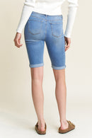 (PRE PACK) Mid Rise Moto Bermuda Denim Shorts with Roll-up Cuff ESP3040