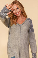 CAMO BANDED TWO TONE HACCI COLOR BLOCK TOP