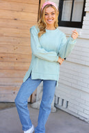 Back to Basics Sage Jacquard Cable Pullover Top (Open Pack)