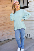 Back to Basics Sage Jacquard Cable Pullover Top (Open Pack)