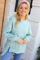 Back to Basics Sage Jacquard Cable Pullover Top (Open Pack)