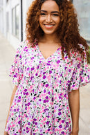 Plus Floral Babydoll V Neck Blouse