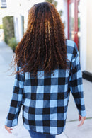 Blue Plaid Button Down Top