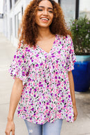 Floral Babydoll V Neck Blouse