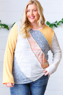 Floral Color Block Rib Terry Out Seam Stitch Detail Pullover (Open Pack)