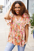 Floral Bell Sleeve Top