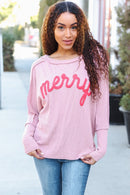 Rose Wavy Ribbed Merry Top
