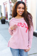 Rose Wavy Ribbed Merry Top