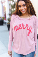 Rose Wavy Ribbed Merry Top