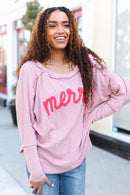 Rose Wavy Ribbed Merry Top