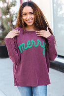 Maroon Wavy Ribbed Merry Top